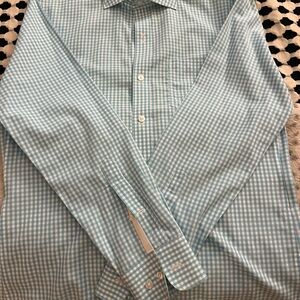 Bonobos Wrinkle-Free Tailored Slim Fit Shirt 15 33 – Turquoise Gingham